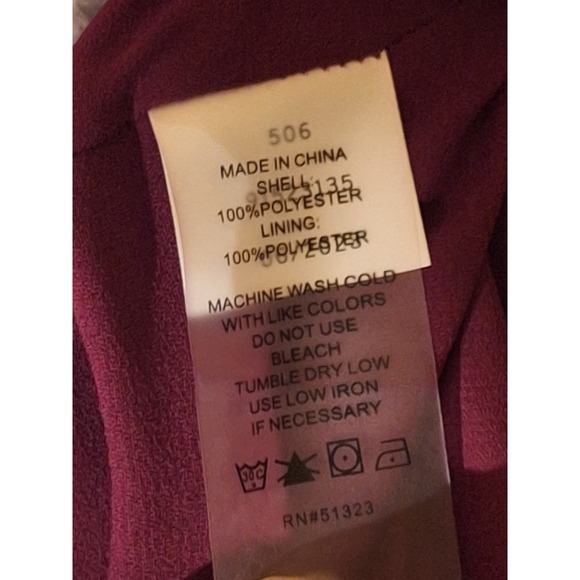 Vince Camuto Paisley Floral V-Neck Blouse Polyester Balloon Sleeve Burgundy L - Picture 4 of 11